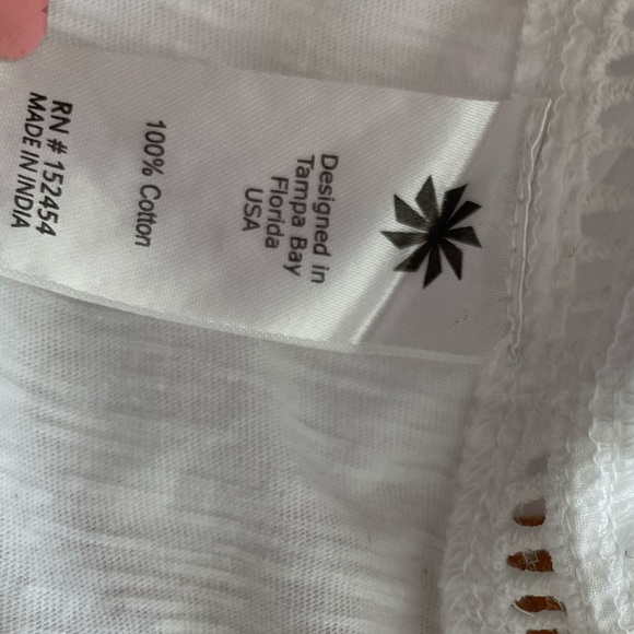 100% Cotton Embroidered Oversized Tunic Tank by Karyn Seo White Size Small - Picture 7 of 7